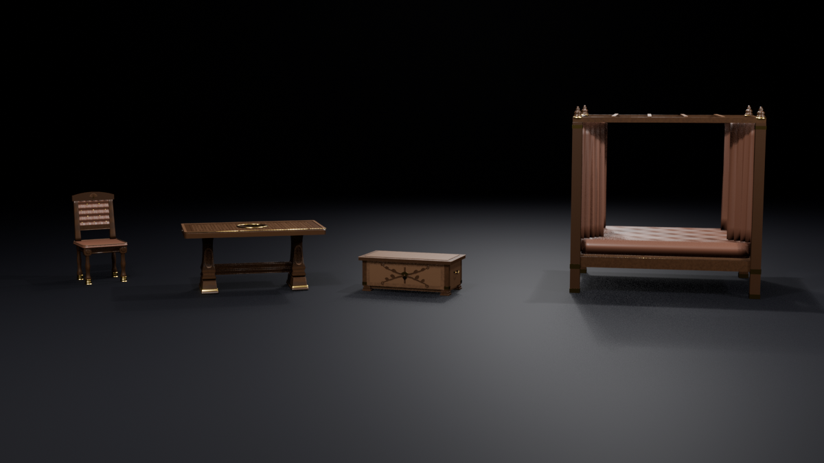 Furniture - Walnut Suite (Chair Table Chest Bed)